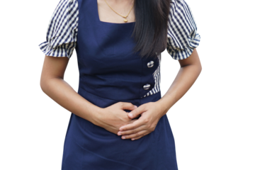 Asian woman having abdominal pain from not eating on time