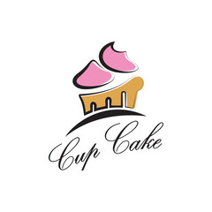 Cupcake Logo design vector illustration template. Cupcake bakery icon.cake store,caker shop ,vector