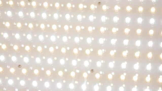 LED panel with light emitting diodes.
Transparent warm LED panel with light emitting diodes turning on and off.
Turn on of led light panel
