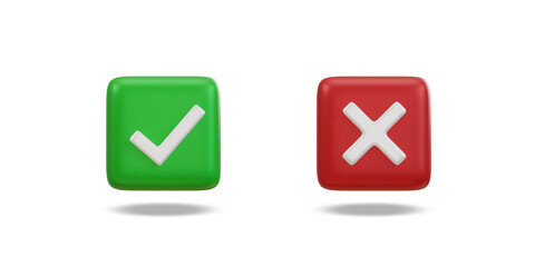 Check mark and cross mark symbols icon. Buttons with checkmark and cross. right checkmark symbol accepted and rejected. - obrazy, fototapety, plakaty