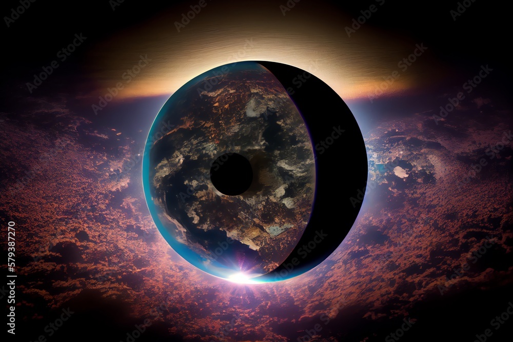 Canvas Prints a total solar eclipse seen from space. generative ai