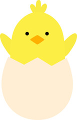 Cute chick hatched from an egg vector illustration