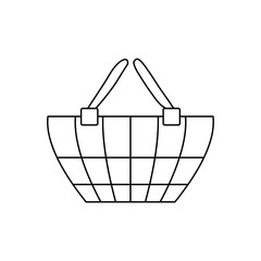 Simple outline doodle shopping basket. Isolated on white background.