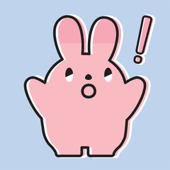 うさぎのイラスト_線画_びっくり_手を上げる