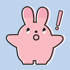 うさぎのイラスト_線画_びっくり_手を広げる