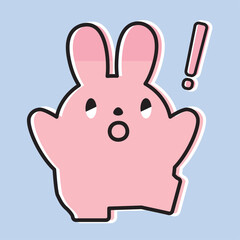 うさぎのイラスト_線画_びっくり_足を上げる