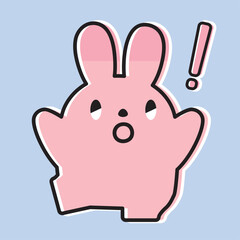うさぎのイラスト_線画_びっくり_足を上げる