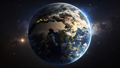 Photo sur Plexiglas Pleine Lune arbre Planet similar to Earth in space - Space wallpaper - Generative AI