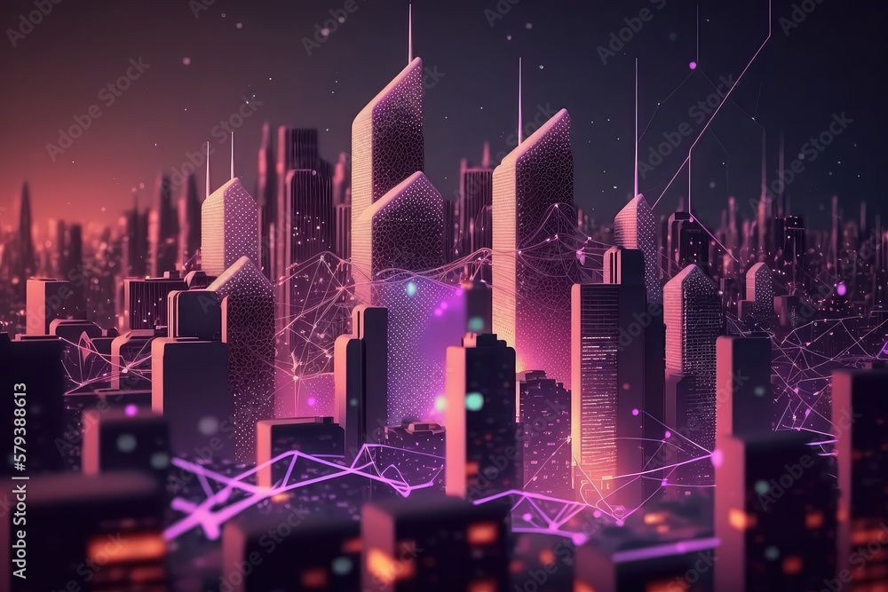Poster smart city. big data connection. generative ai