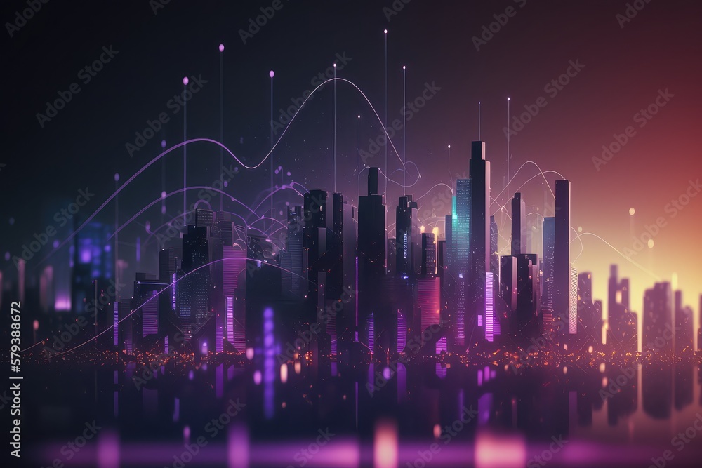 Poster Smart city. Big data connection. Generative AI
