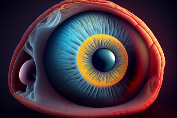 3d medical illustration of the human eyeball. Generative AI