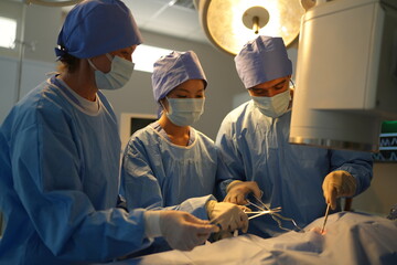 Medical Team Performing Surgical Operation in Modern Operating Room. inside operation room