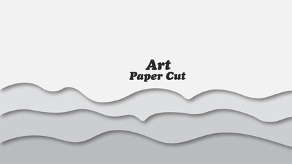 Stylish paper cut background, white and gray abstract wave shapes. Design layout for business presentation, flyer, poster, print, decor, card, brochure cover.