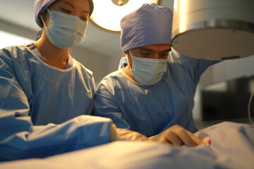 Medical Team Performing Surgical Operation in Modern Operating Room. inside operation room