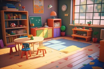 Cozy Kindergarten Classroom Generative AI