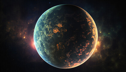 Obraz na płótnie Canvas Exoplanet similar to Earth in space - Space wallpaper - Generative AI