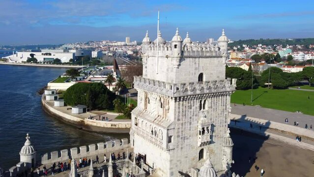 The Belem Tower in the Tagus River banks, Lisbon, Portugal