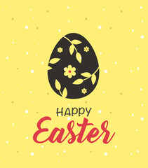 Happy Easter banners, greeting cards, posters, and holiday covers. Trendy design with typography, hand-painted plants, dots, eggs, and bunnies, in pastel colors. Modern art minimalist style.