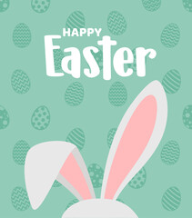 Happy Easter banners, greeting cards, posters, and holiday covers. Trendy design with typography, hand-painted plants, dots, eggs, and bunnies, in pastel colors. Modern art minimalist style.