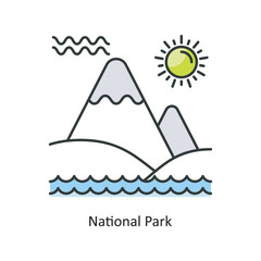 national park Vector Filled Outline Icon Design illustration. Ecology Symbol on White background EPS 10 File