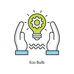 Eco Bulb Vector Filled Outline Icon Design illustration. Ecology Symbol on White background EPS 10 File