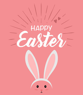 Happy Easter banners, greeting cards, posters, and holiday covers. Trendy design with typography, hand-painted plants, dots, eggs, and bunnies, in pastel colors. Modern art minimalist style.