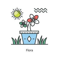 Flora Vector Filled Outline Icon Design illustration. Ecology Symbol on White background EPS 10 File