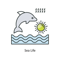 Sea Life Vector Filled Outline Icon Design illustration. Ecology Symbol on White background EPS 10 File
