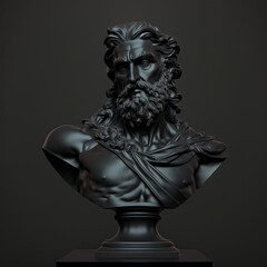 matte black sculpture of an ancient Greek god , generative AI	