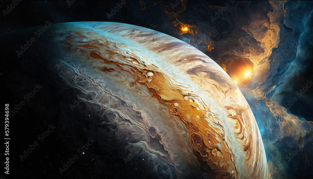 Sticker planet similar to jupiter in space - space wallpaper - generative ai