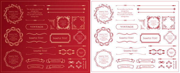 高級感のあるカードデザイン。アンティークな装飾デザイン。エレガントな縁の模様。