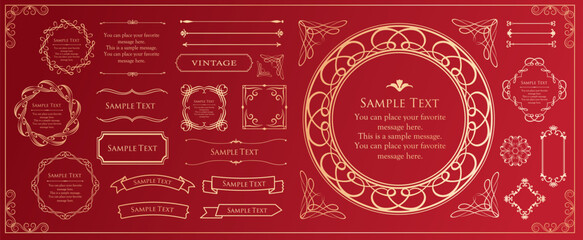 高級感のあるカードデザイン。アンティークな装飾デザイン。エレガントな縁の模様。