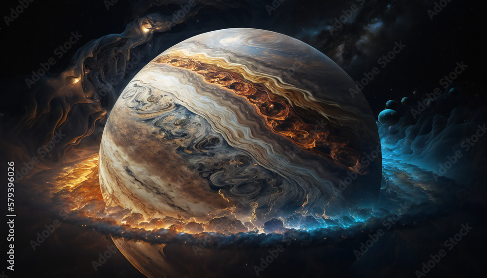 Wall mural planet similar to jupiter in space - space wallpaper - generative ai