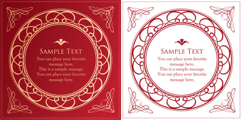 高級感のあるカードデザイン。アンティークな装飾デザイン。エレガントな縁の模様。