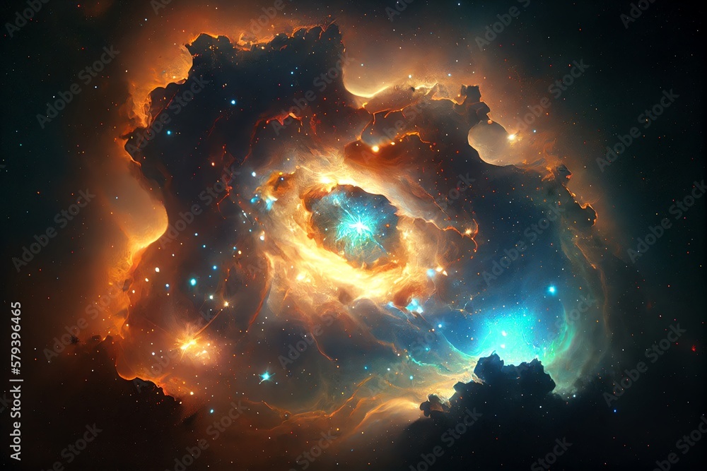 Wall mural star nebula in the deep sky at night. beautiful universe and galaxies. art. generative ai