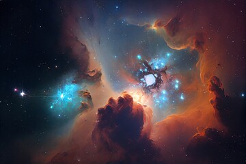 Obraz na płótnie Canvas Star Nebula in the deep sky at night. Beautiful universe and galaxies. Art. Generative AI