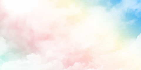 Fototapeta na wymiar Pastel sky background with white clouds. clouds watercolor tint, pink clouds gradient background sky, atmosphere air freedom