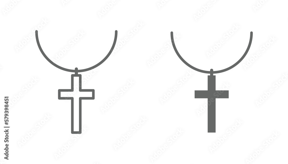 Poster religion cross necklace vector icon set. isolated cross icon vector design. designed for web and app