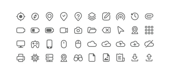 User interface vector icon set. Isolated linear style icon vector design. Designed for web and app design interfaces.