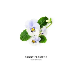 Stoff pro Meter Spring viola pansy flowers isolated on white background. © ifiStudio