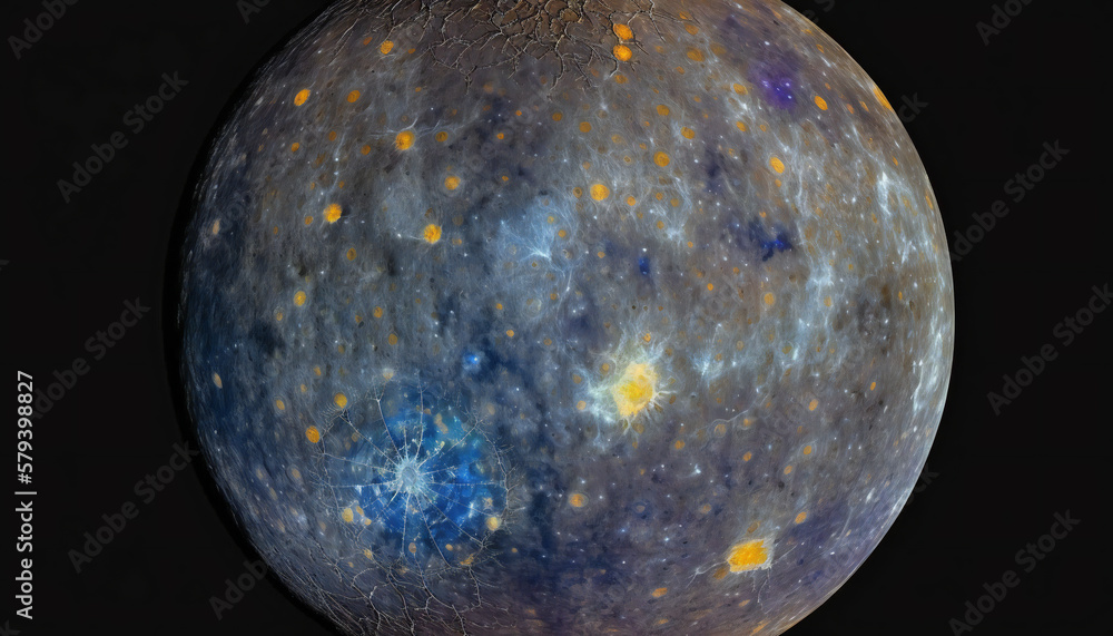 Wall mural planet similar to mercury in space - space wallpaper - generative ai