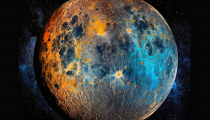 Planet similar to Mercury in space - Space wallpaper - Generative AI