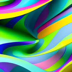 Abstract original design in bright colors. 3d wavy colorful background. Generative AI