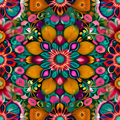 Fototapeta na wymiar seamless floral background. colorful original spring floral pattern. Generative AI