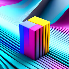 colorful graphic design with protruding 3d cubes. Colorful geometric background. Generative AI