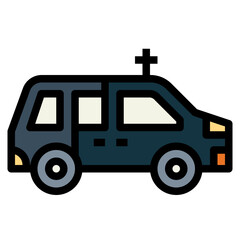 funeral car filled outline icon style