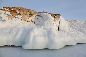 ice splashes on the rocks
