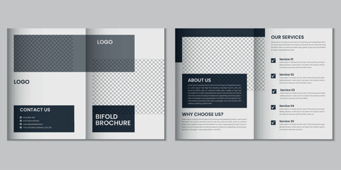 Business bifold brochure template design with geometric colorful shape