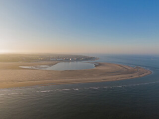 Seehundbank Hohes Riff Borkum im Hintergrund Luftaufnahme von oben Panorama 