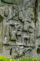 very old relief of the cross with jesus in jeruslam